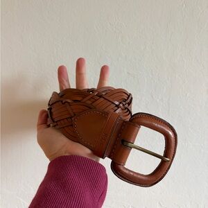 Genuine Leather Belt Ralph Lauren Wide Braided Woven Designer Logo RLL small